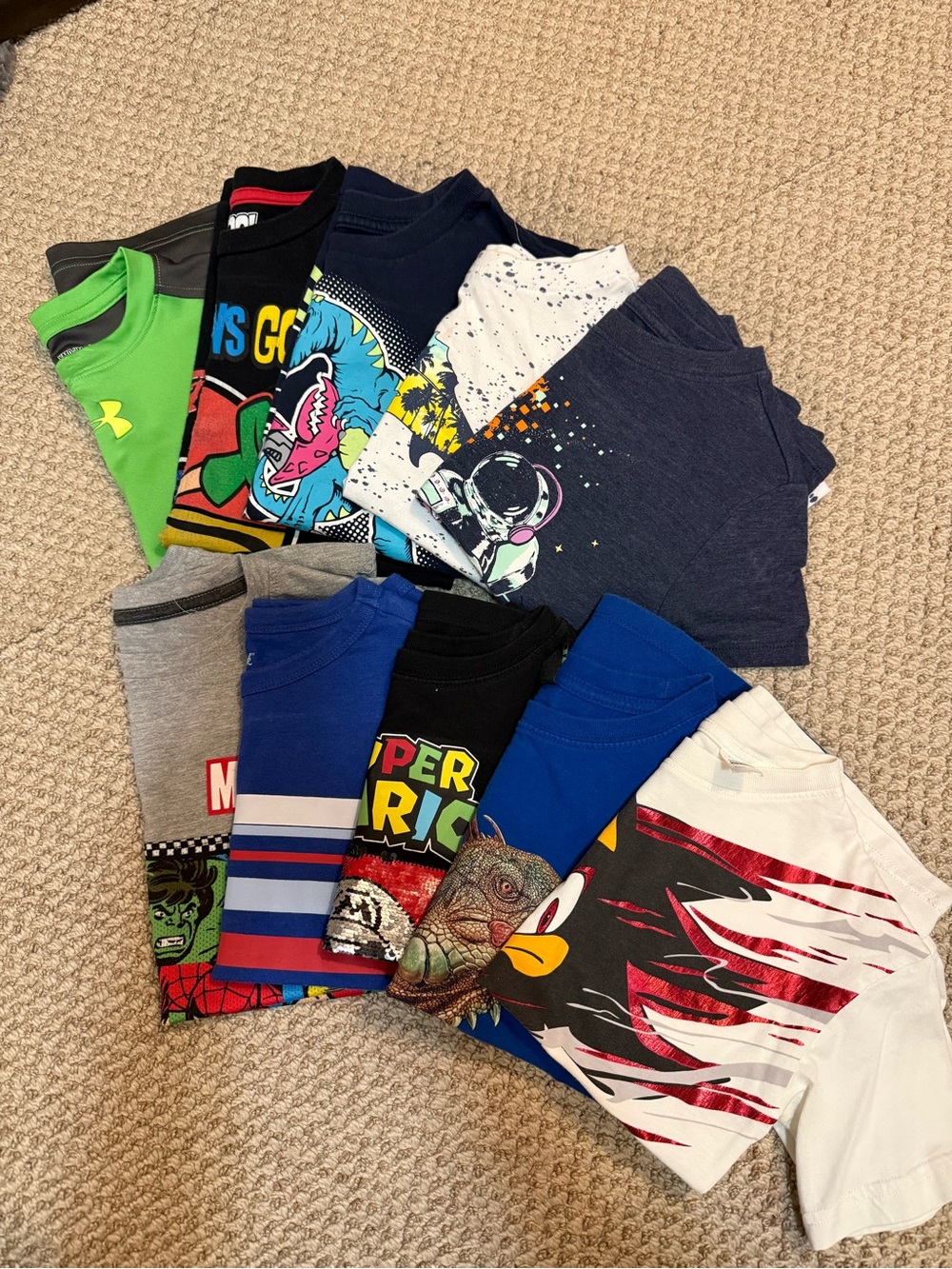 10 T-shirts for $20- under Armour, marvel, & more Boys Short Sleeve Tee Pack